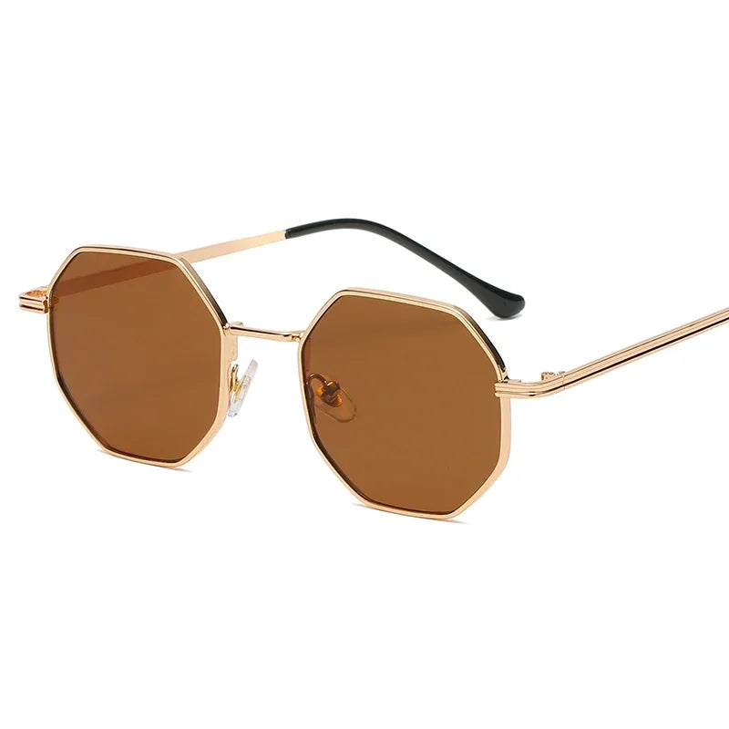 Polygon Metal Sunglasses for Women with UV400 Protection