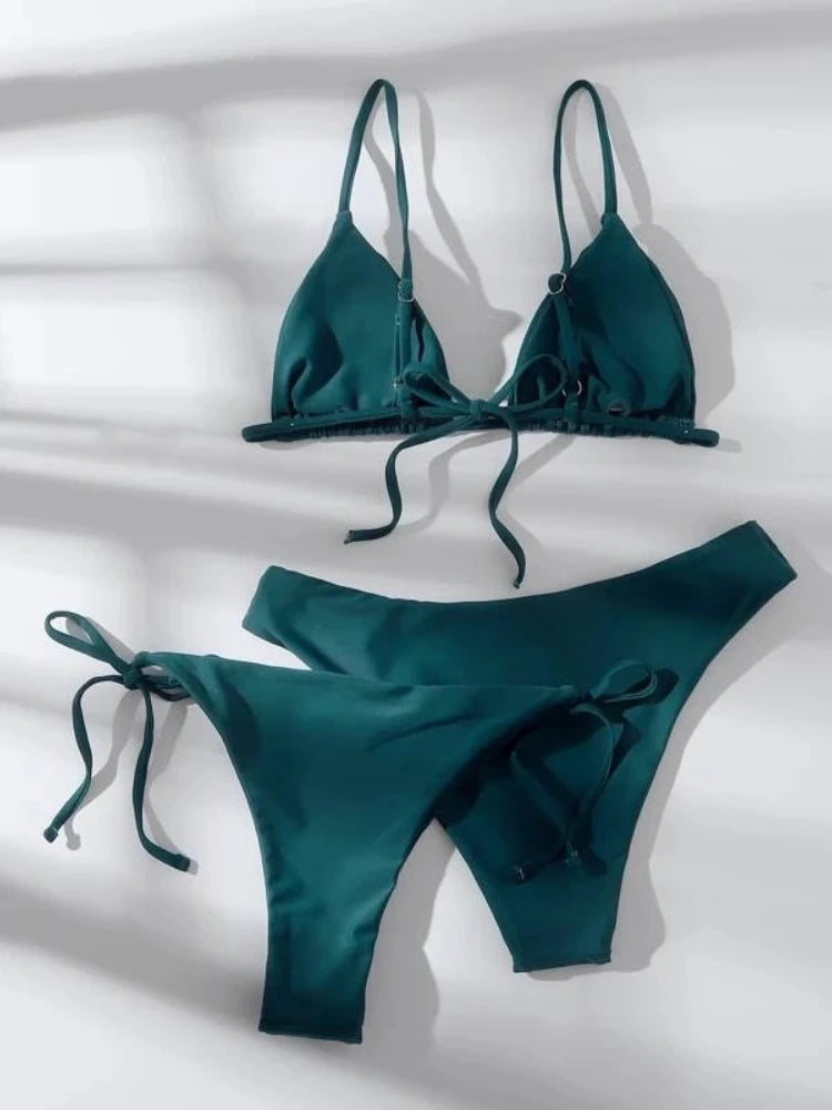 Women’s Push Up Bikini Set with Adjustable Straps and 2 Bottoms