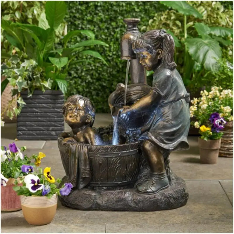 Resin Garden Fountain Statue for Indoor and Outdoor Decor