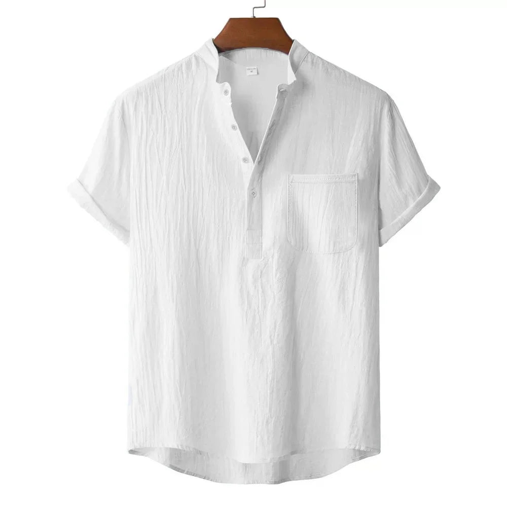 Men's Lightweight Cotton Linen T-Shirt for Summer Casual Wear