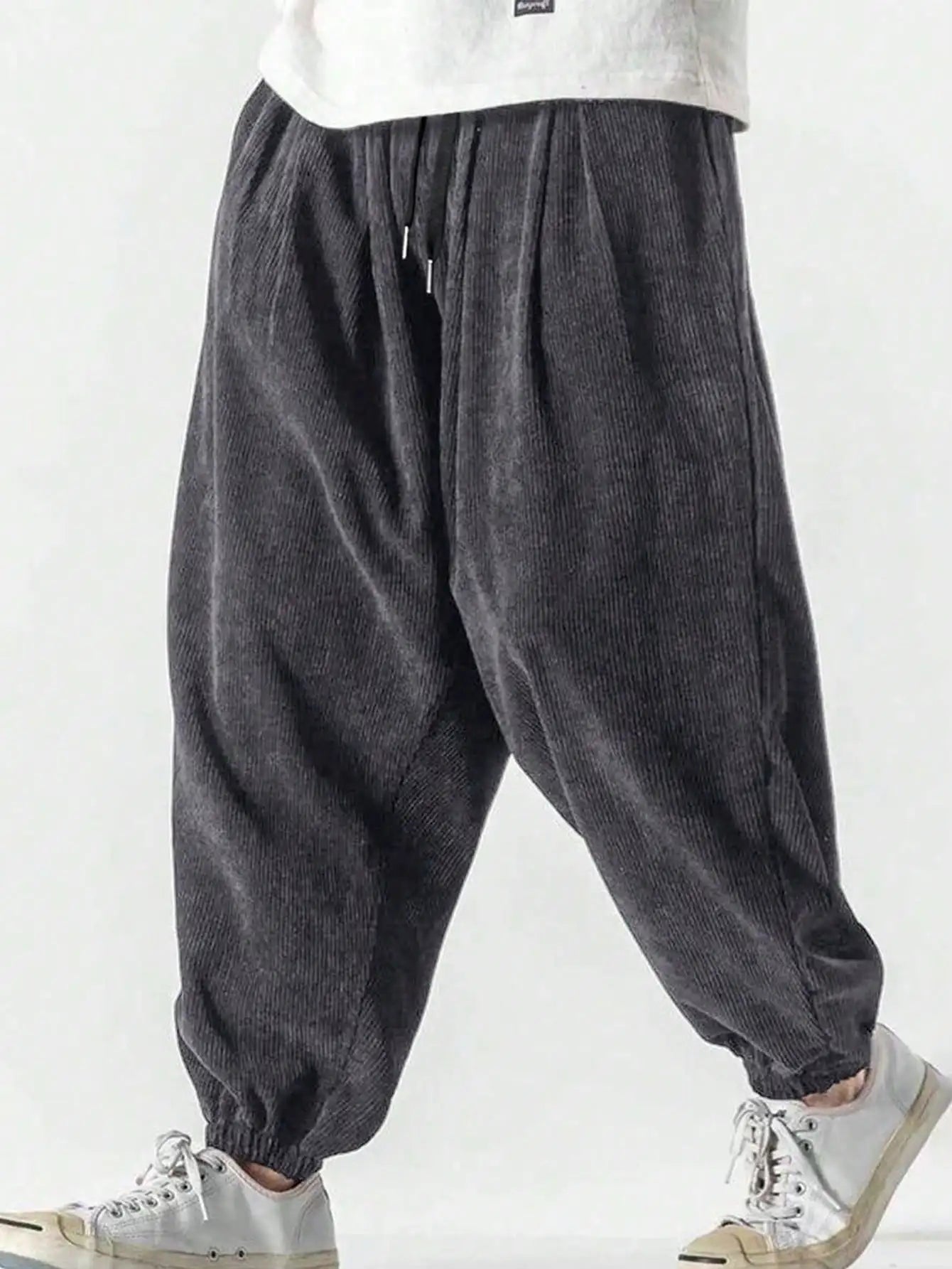 CHUJIE Spring and Autumn Men's Corduroy Pants Solid Color Casual Sports Breathable Short Pants Sports Pants Men's Style