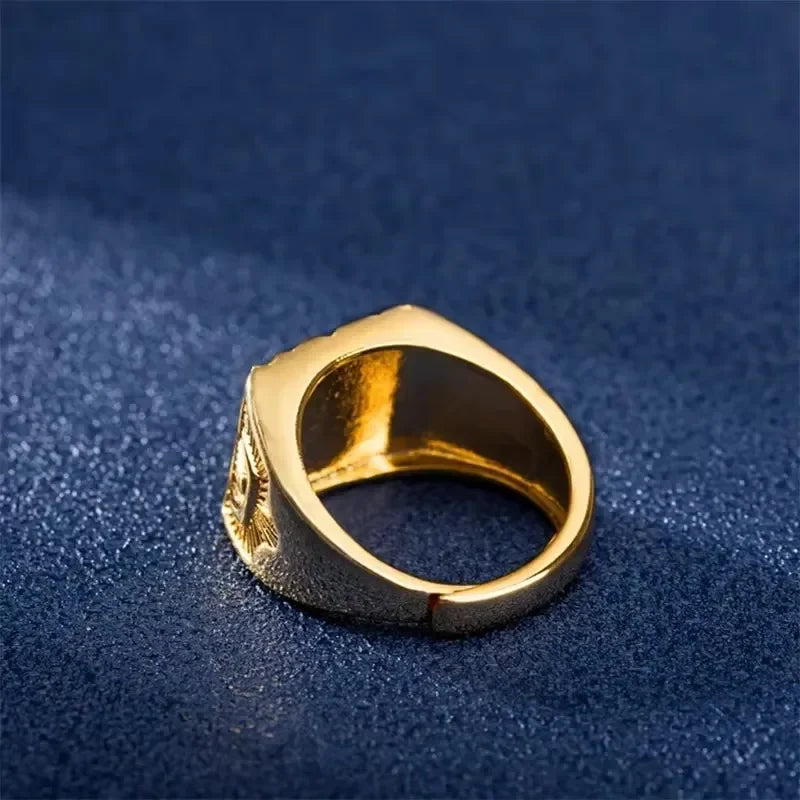 Real 18K Gold Ring for Men Anillos Mujer Rock Gemstone Genuine 18 K Gold Jewelry  Anillos De Hiphop Origin Rings Box Bizuteria