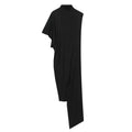 Asymmetrical Pleated Black Top for Women in Polyester