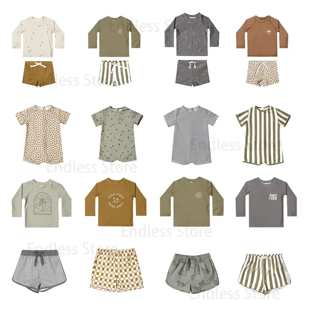 Boys Casual Swimwear Set 1-12Y Summer Striped Toddler Bathing Suit