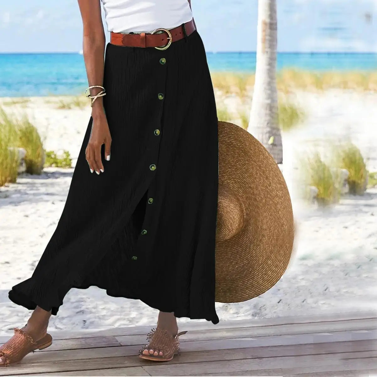 Cotton A-Line Long Skirt for Women by owner girl