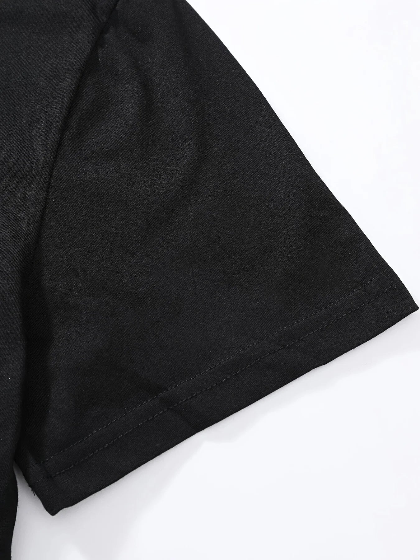 Men's Rap-Style Hip-Hop Patterned Printed T-Shirt Cotton Short-Sleeved Round-Neck Black Loose-Fitting Fashionable Summer Top