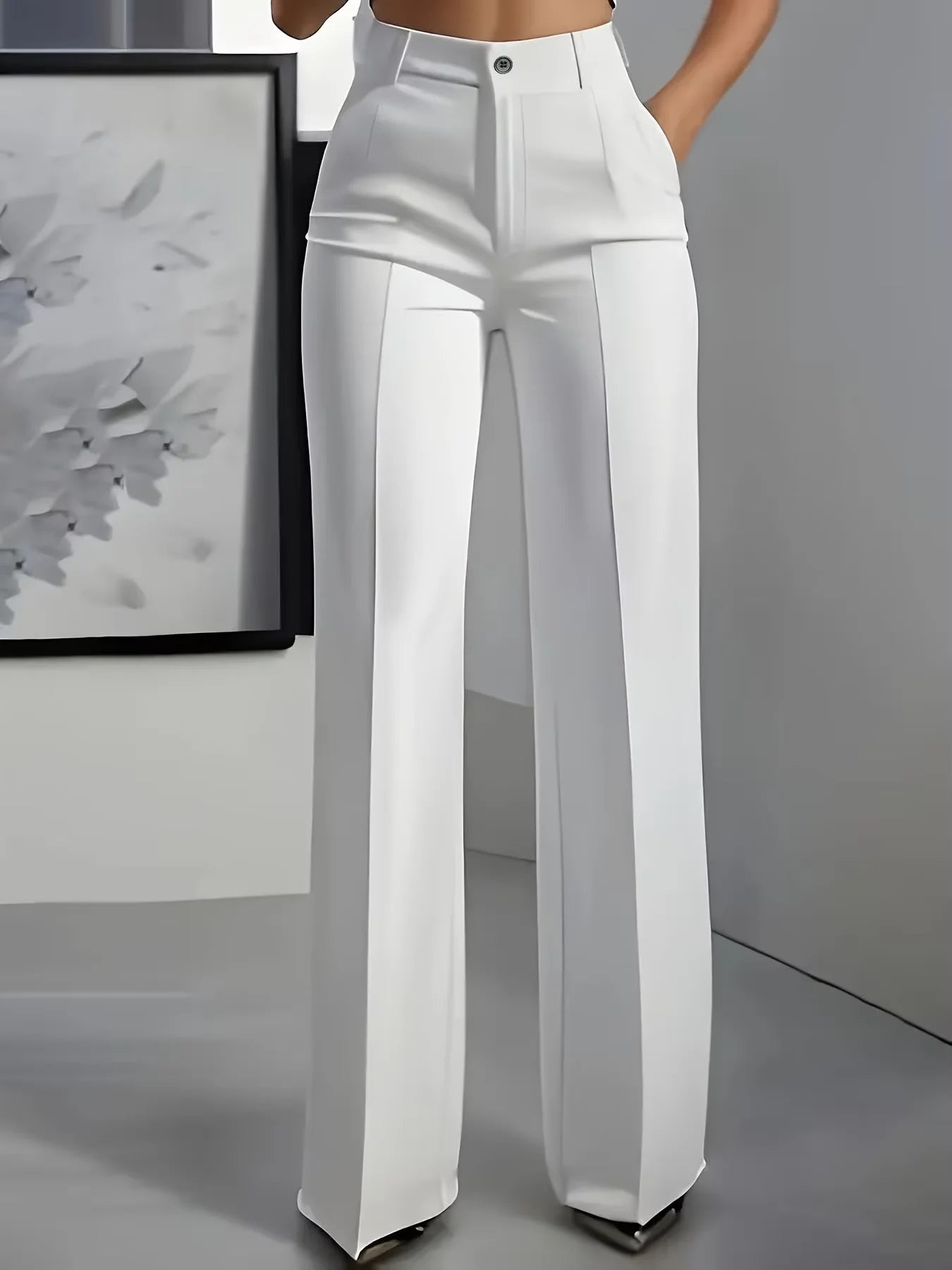 2026 Women's High-Waisted Draped Suit Pants in Solid Twill