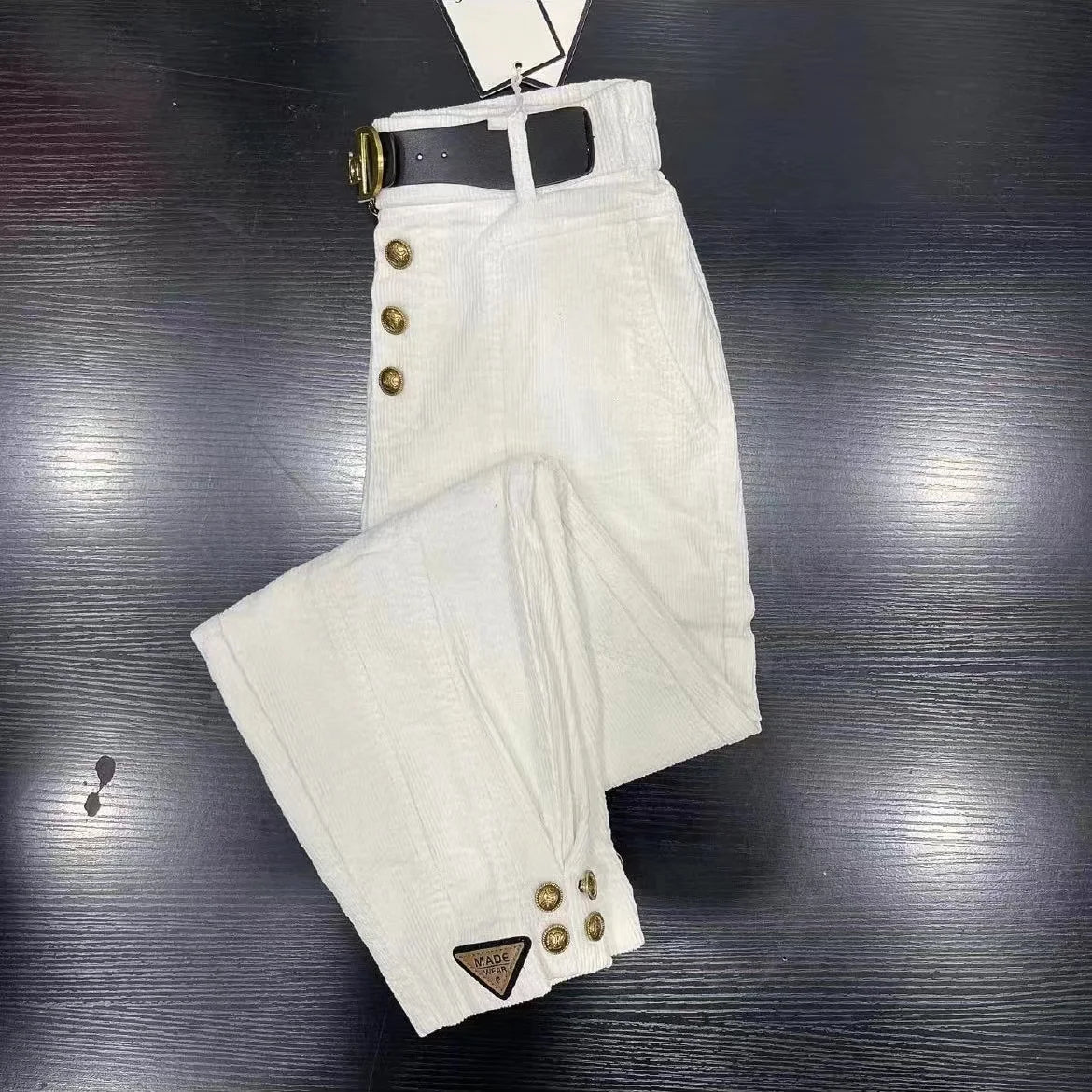 Women's Corduroy Harem Pants in Solid Color for Casual Wear