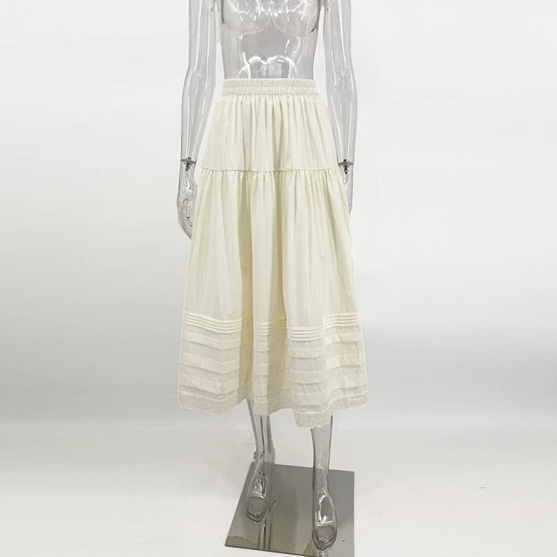Chic High Waist Vintage A-line Skirt for Women