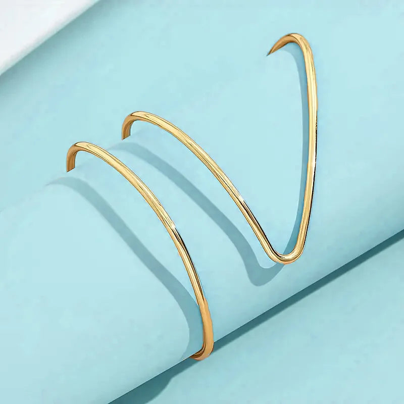 Trendy Geometric Cuff Bracelet for Women in Gold Color