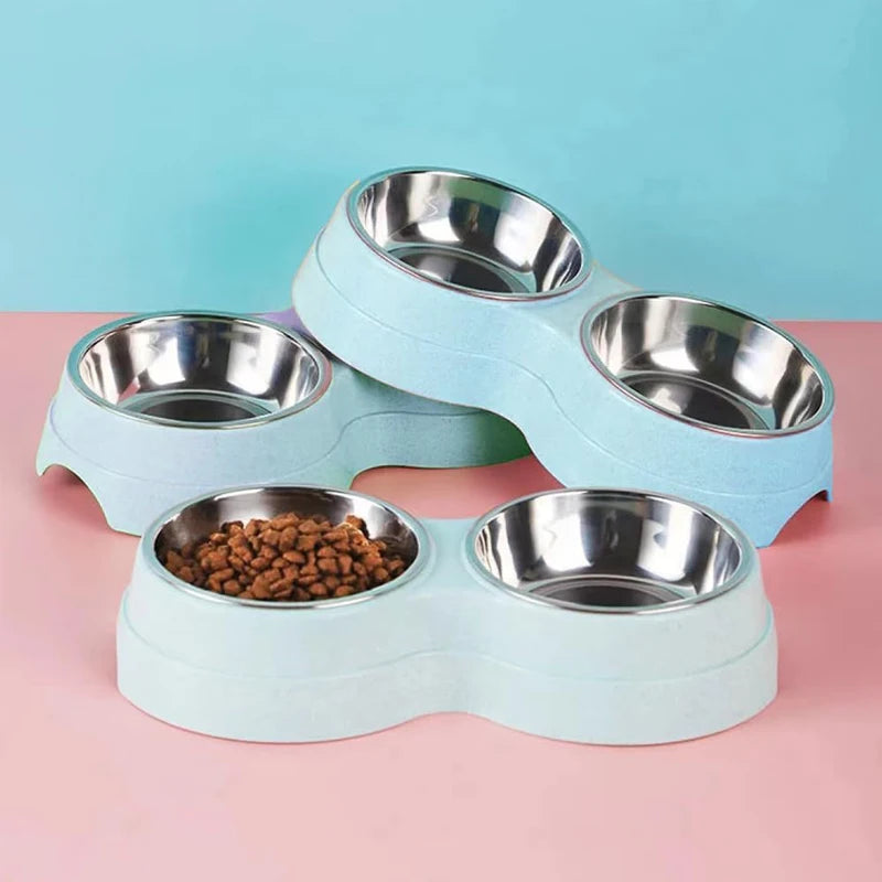 Elevated Double Stainless Steel Pet Bowl for Comfortable Dining