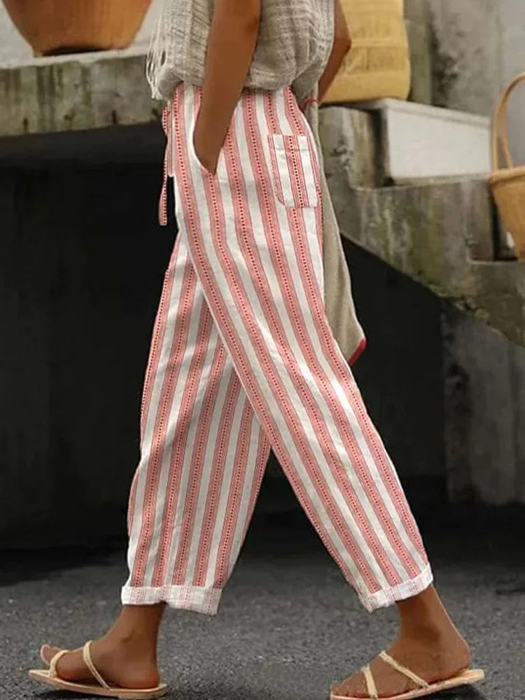 Boho Style Women's Wide Leg Pants in Polyester