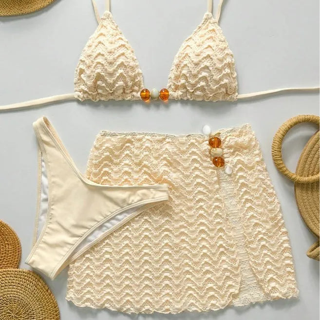 Stylish Halter Push Up Bra Bikini Set for Women in Polyester