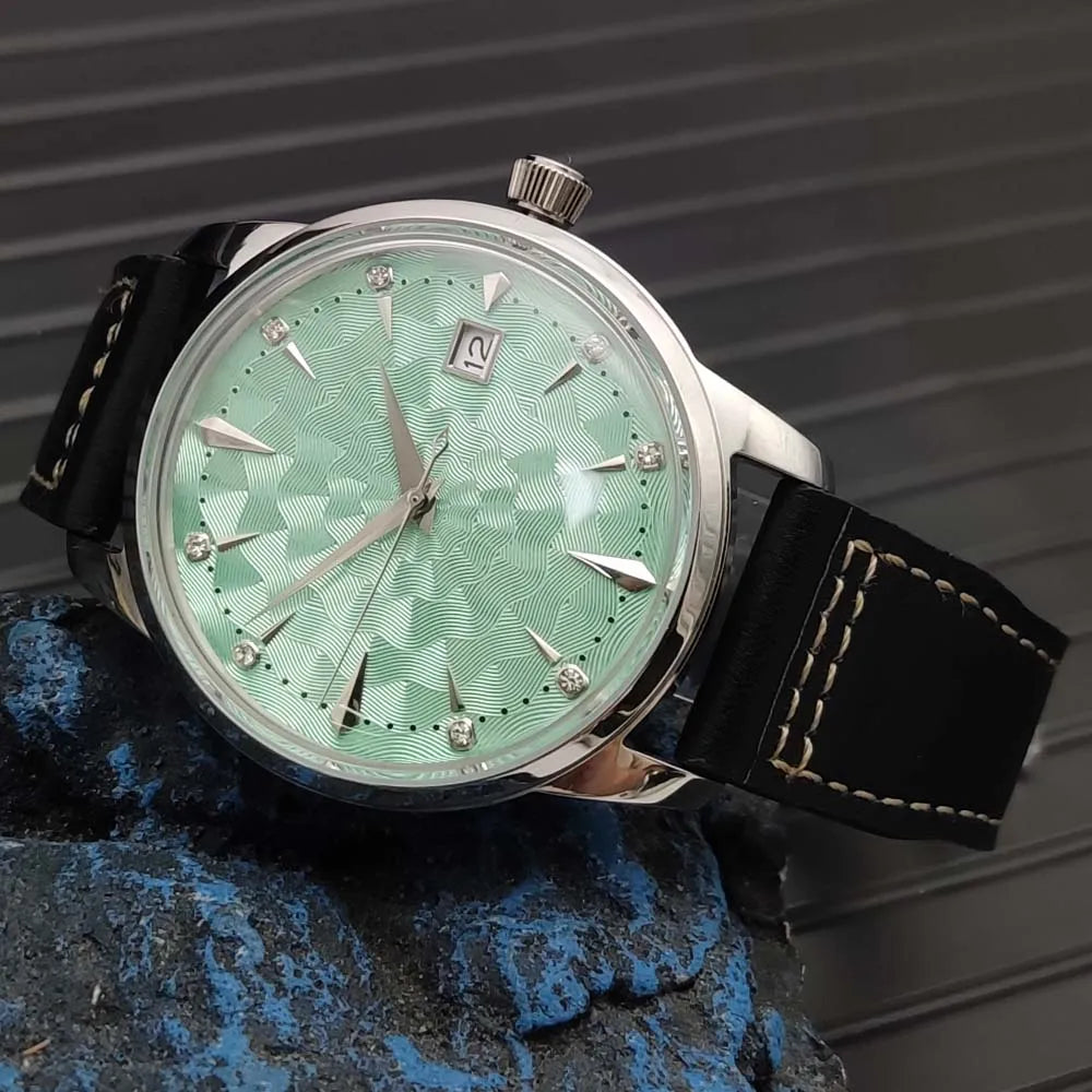Men's Vintage Automatic Mechanical Watch, Black Leather Strap, 40mm Water Resistant Case, Eight Colours Men's Watch Japan NH35