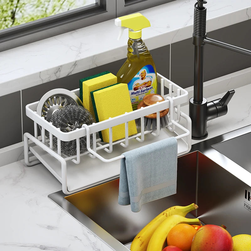 ABS Kitchen Spice Storage Shelf with Drainage Rack Organizer