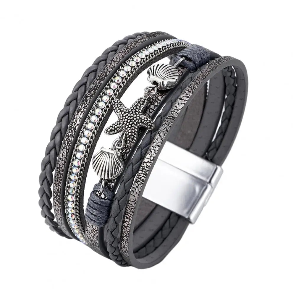 Multi-Layer Bohemian Faux Leather Braided Bracelet for Women