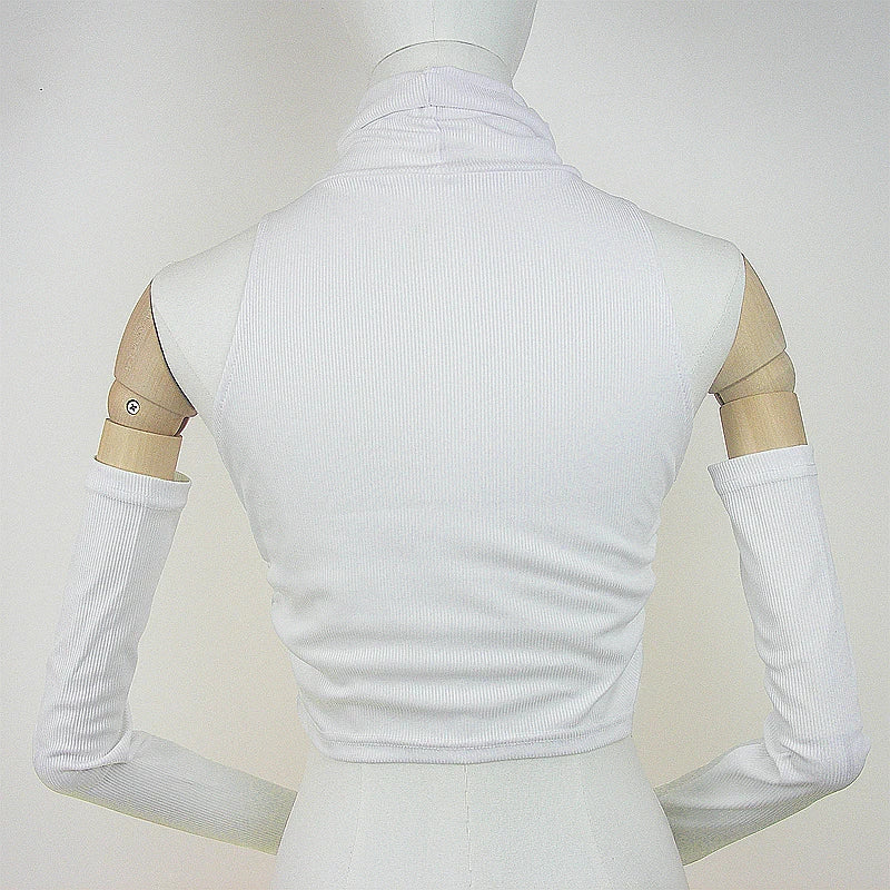 Y2k Women's Knitted Tank Top with Turtleneck and Pleats