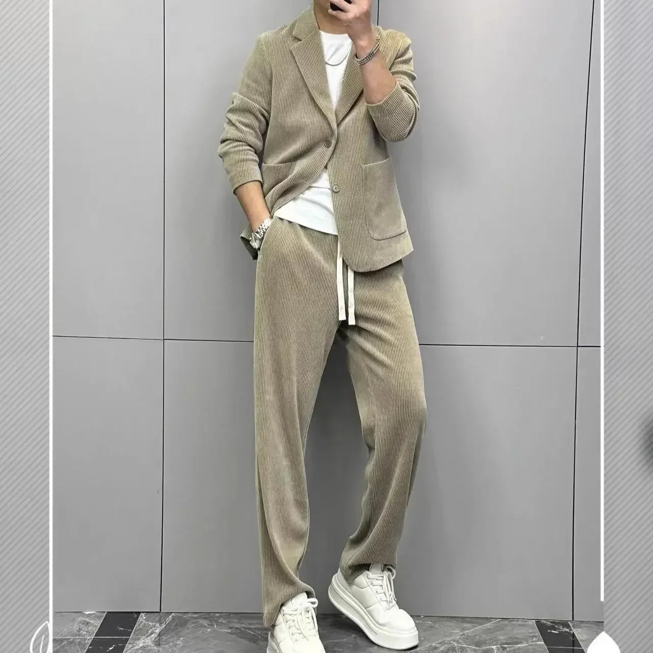 2 Piece Outfit Set Man Casual High Quality 2025 Double Breasted Full Suit for Men Gentleman Luxury Ceremony Pants Fashion Blazer