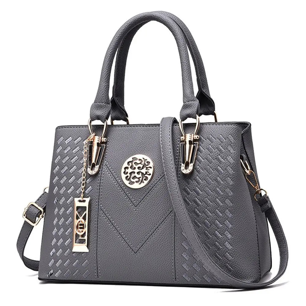 Embroidered PU Handbag for Women - Large Capacity Tote
