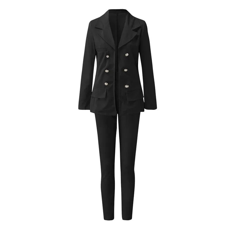 Sophisticated Women's Double Breasted Blazer and Pants Set