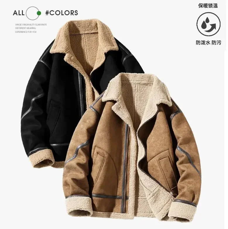 Fleece Cashmere Outwear Parka Casual Jacket Fashion parkas Men Brand Clothing Lamb wool Parka Male Casual Jacket Windbreaker