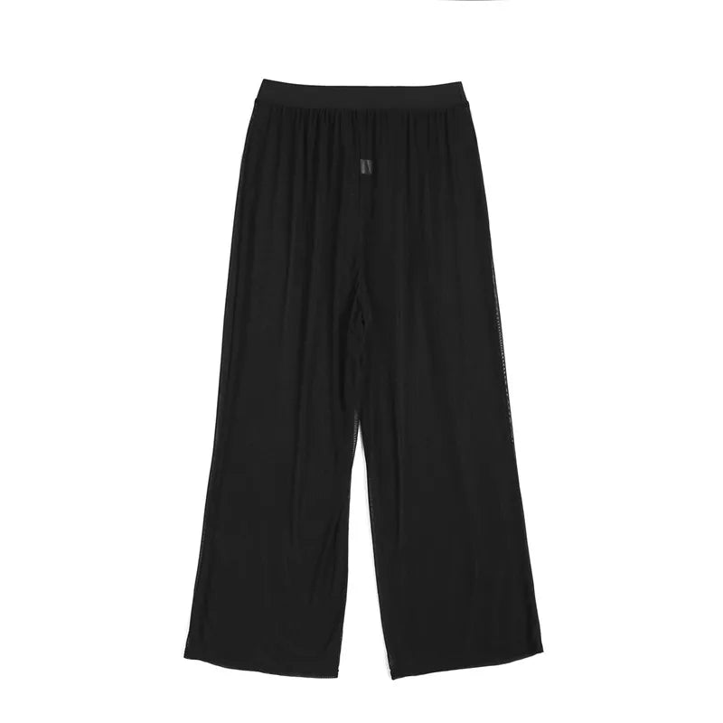 Women High Waist Wide Leg Beach Pants in Polyester