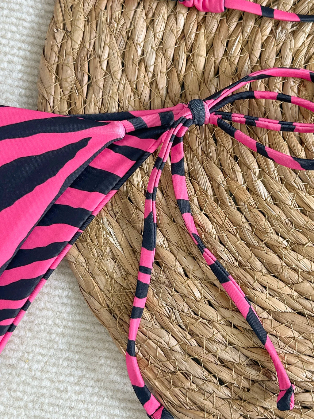 Rose Red and Black Zebra Print Women's Bikini Set