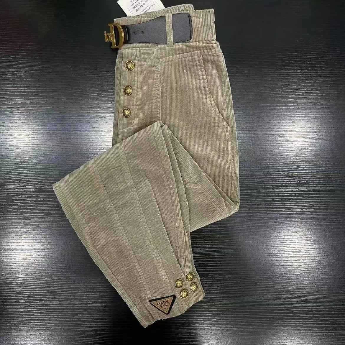 Women's Corduroy Harem Pants in Solid Color for Casual Wear
