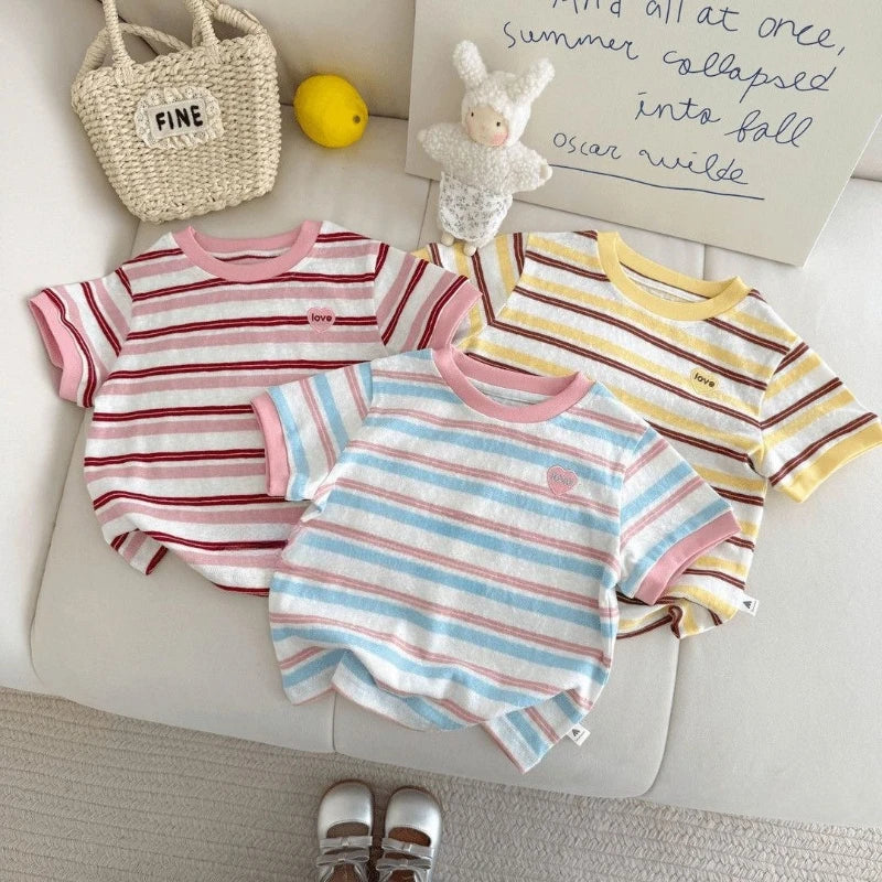 Pink Striped Summer T-Shirt for Girls Aged 1-3 Years