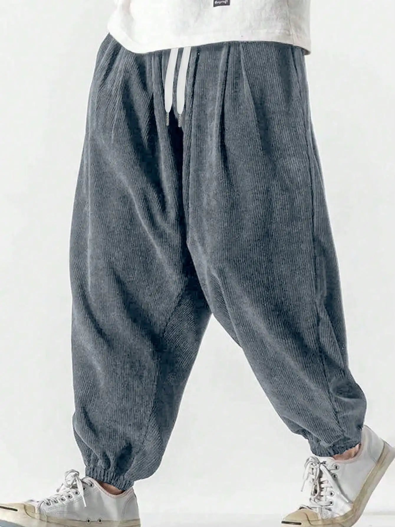 CHUJIE Spring and Autumn Men's Corduroy Pants Solid Color Casual Sports Breathable Short Pants Sports Pants Men's Style