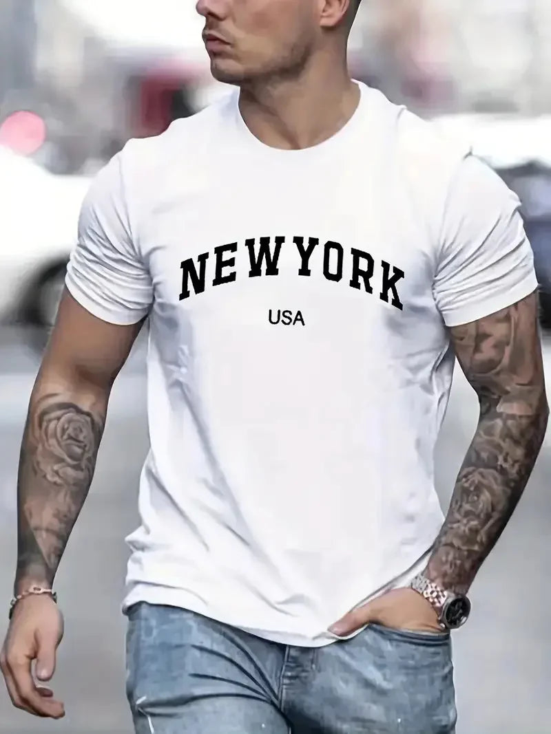 Men's Casual Short-Sleeved Graphic T-Shirt for Streetwear