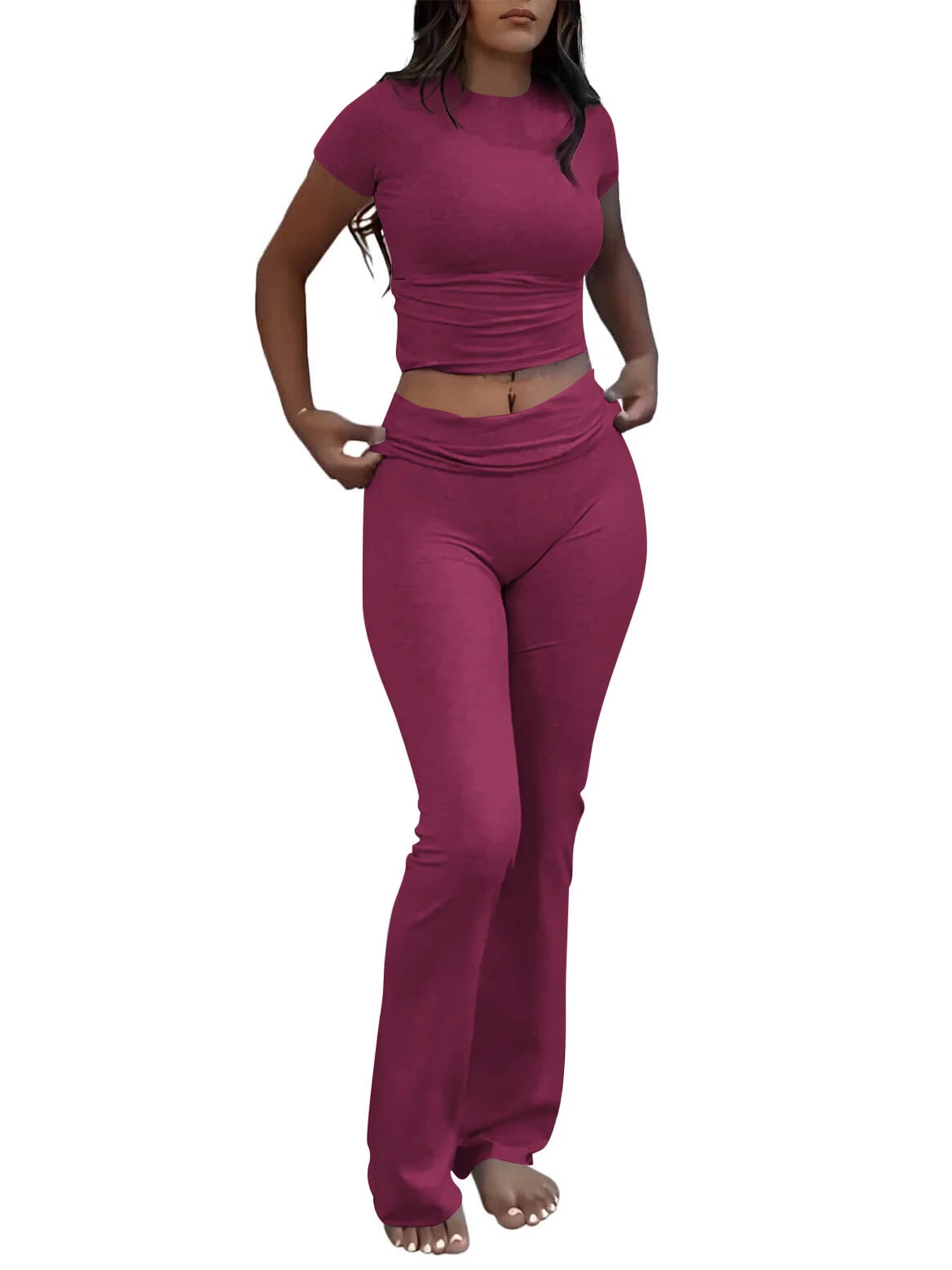 High Waist Flare Pants Tracksuit Set for Women by charnisha