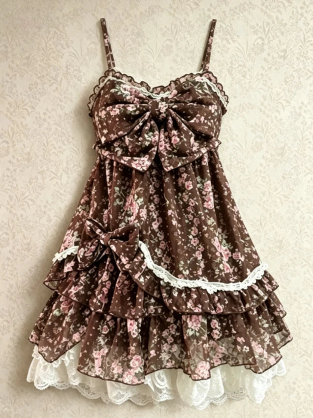 Y2K Vintage Two Piece Dress with Lace Cardigan for Juniors