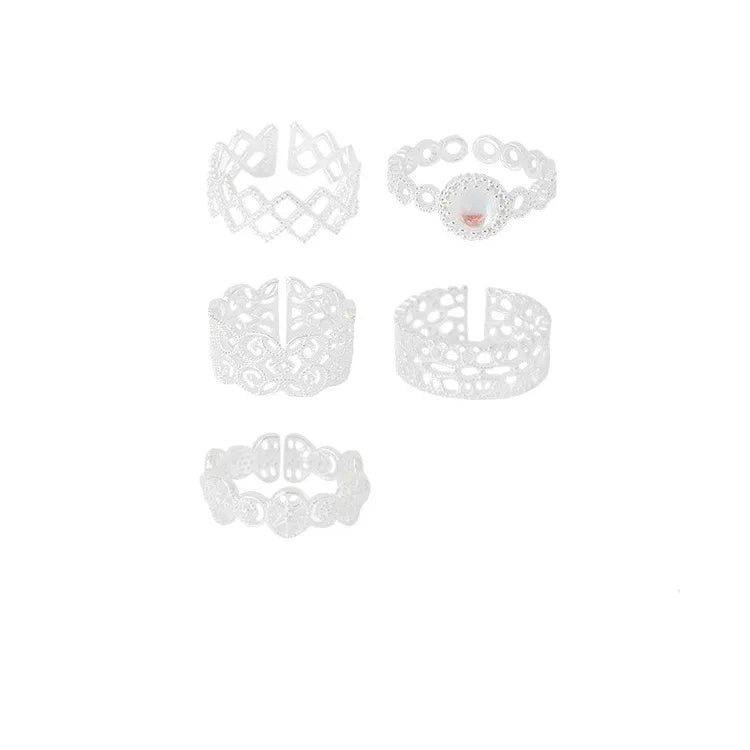 Geometric 925 Sterling Silver Rings for Women Adjustable CZ
