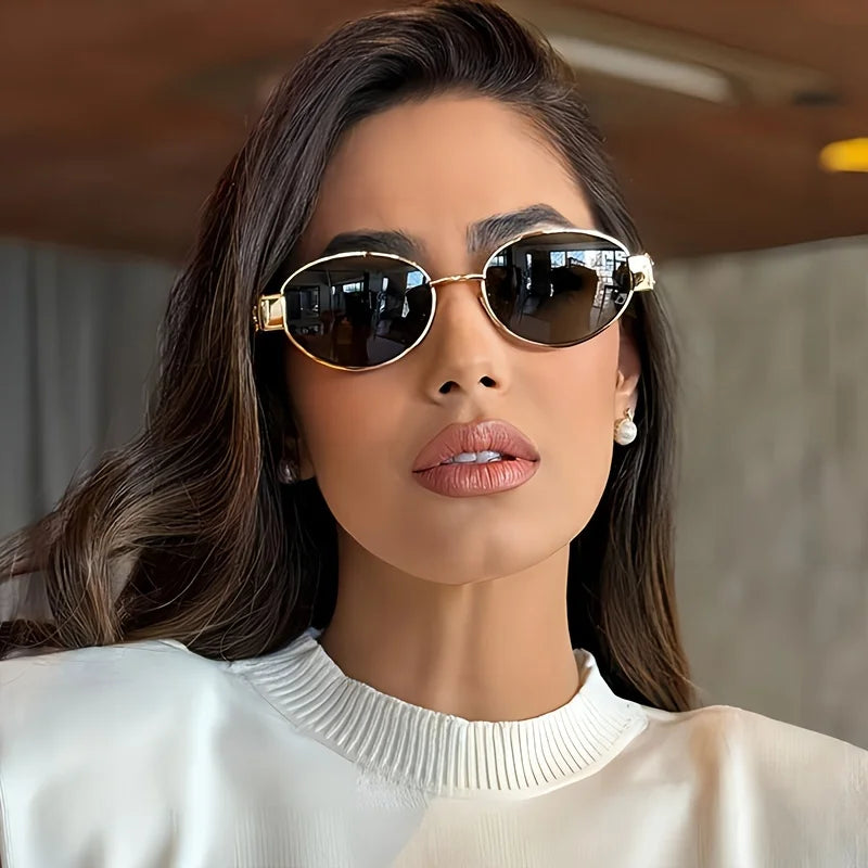 Trendy Oval Sunglasses for Women in Alloy Frame