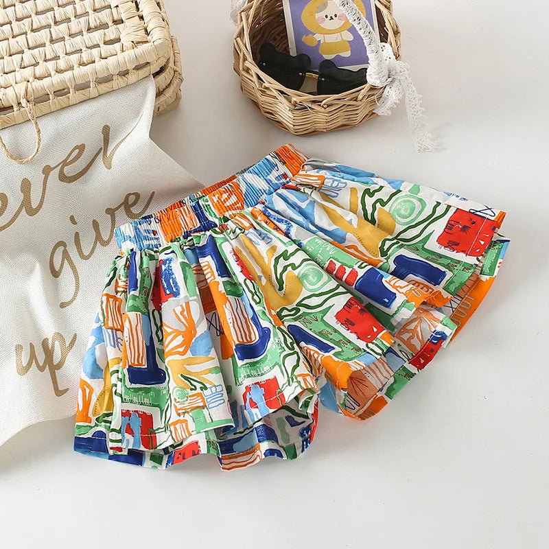 Cute Summer Cotton Girls Skirt Shorts for Kids 4-6Y
