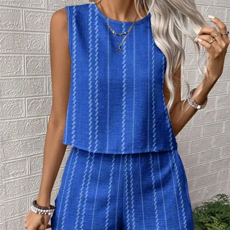 MALEY LifeStyle Striped Sleeveless Two Piece Set for Women