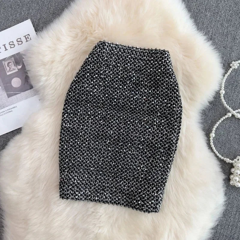 Stylish Sequin Skirt for Women in A-Line Casual Design