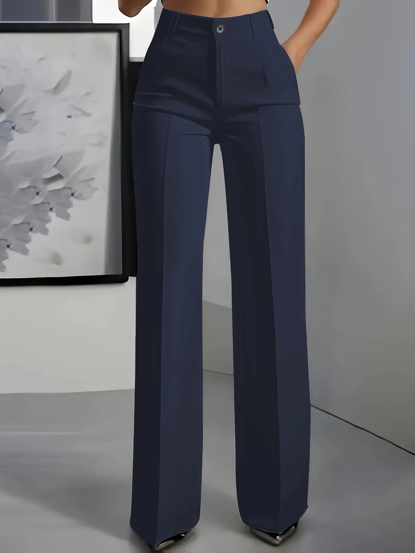 2026 Women's High-Waisted Draped Suit Pants in Solid Twill