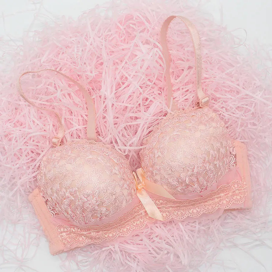 Push Up Lace Bra for Women with Back Closure and Underwire