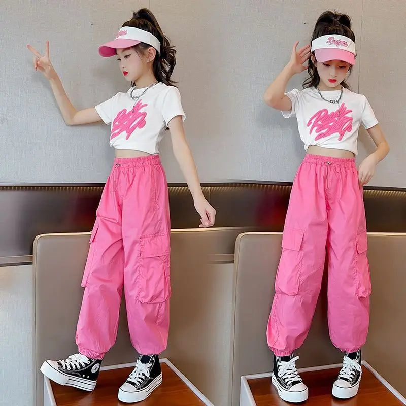 Trendy Girls Cargo Pants for Kids with Pockets 4-6Y