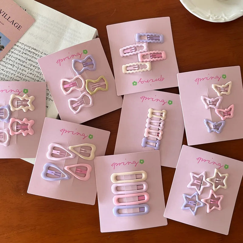 Cute Colorful Geometric Hair Clips Set for Girls