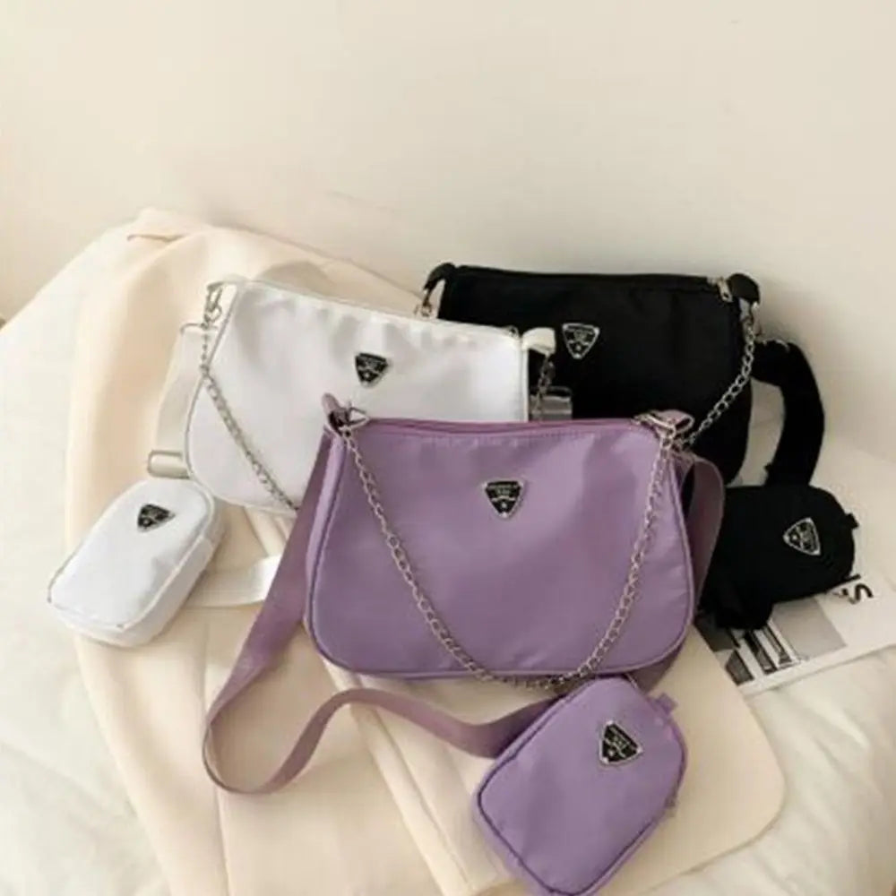 Nylon Handbag Set for Women - Casual Crossbody and Shoulder Bags