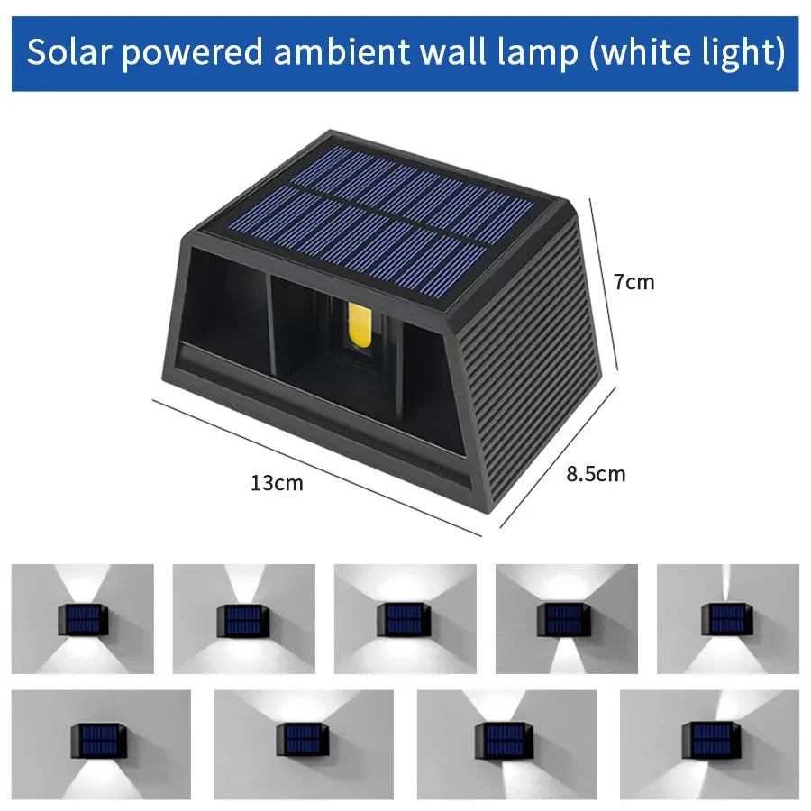 ATcomm Solar Powered LED Wall Lamp for Outdoor Garden Lighting