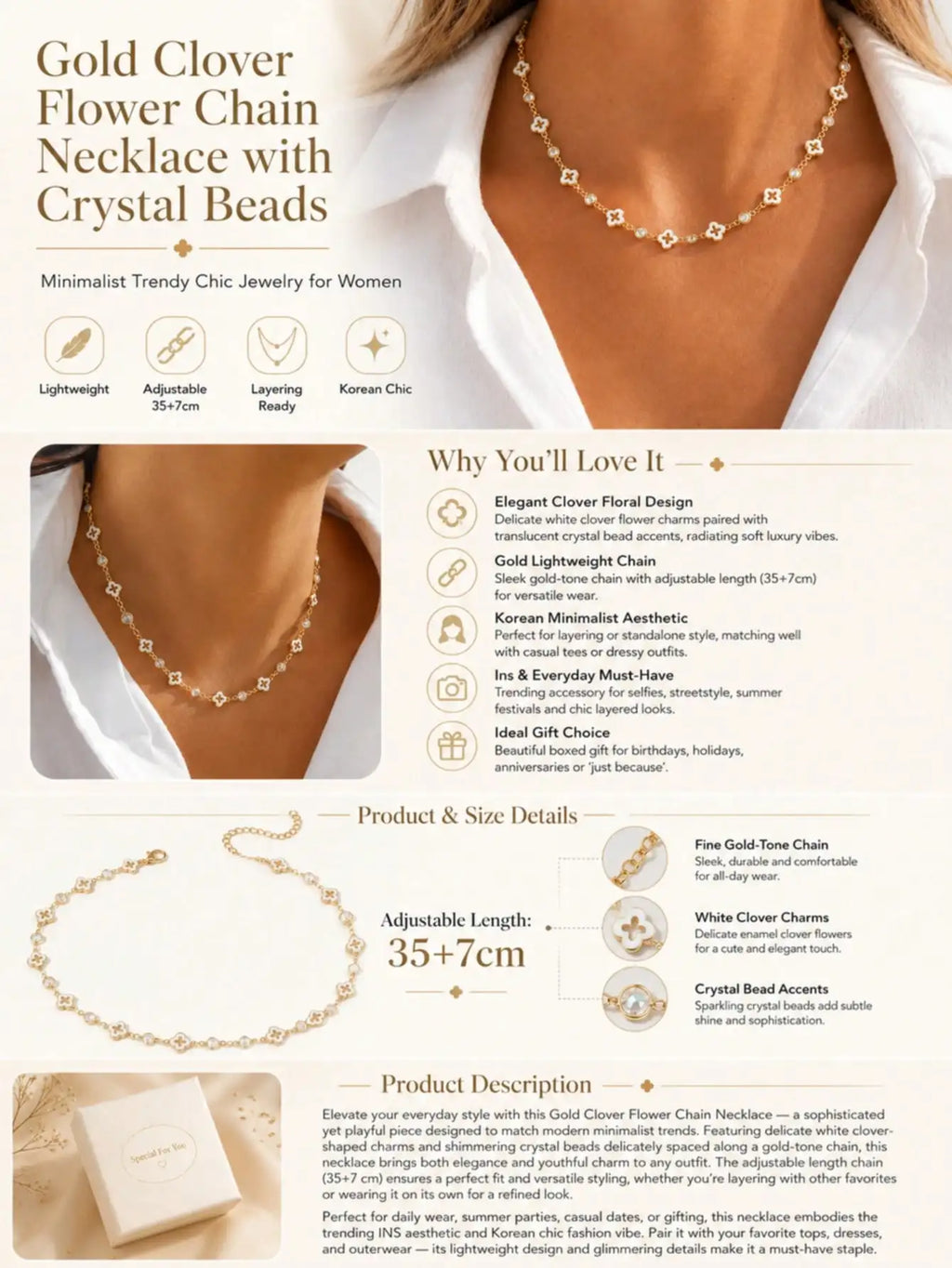 Stainless Steel Flower Necklace for Women - Everyday and Party Wear