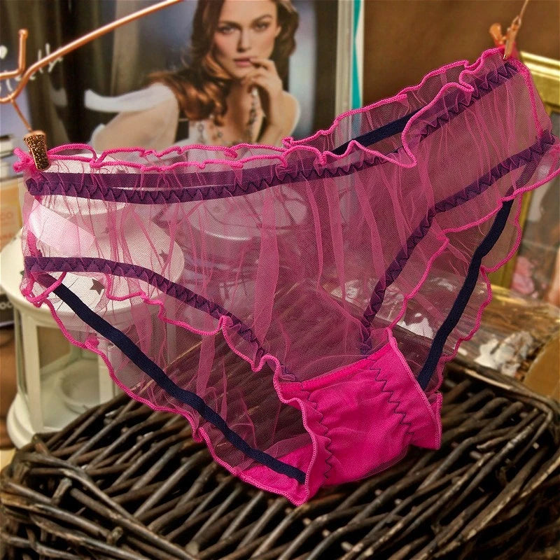Transparent Underwear for Women Sexy Panties Mesh See-Through Female Cotton Crotch Low Waist Briefs Lightweight Elasticity Slips