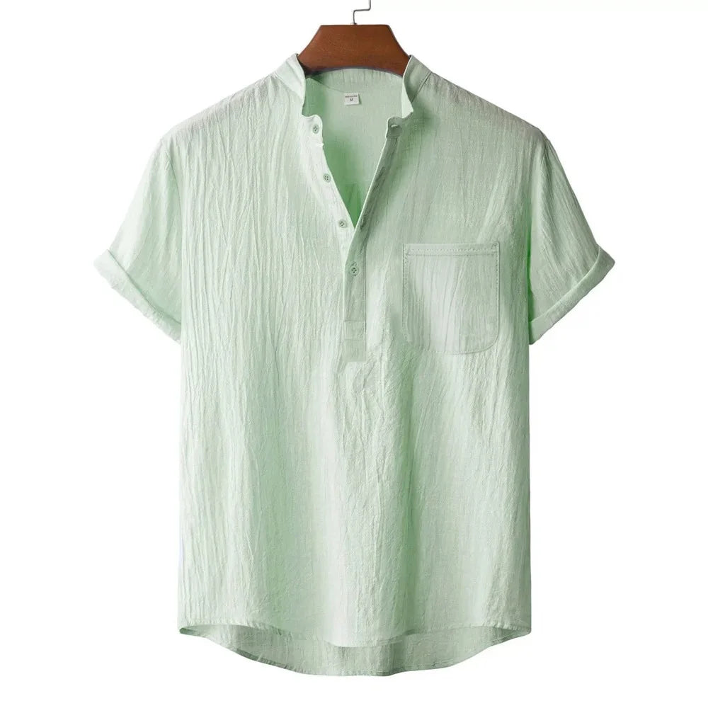 Men's Lightweight Cotton Linen T-Shirt for Summer Casual Wear
