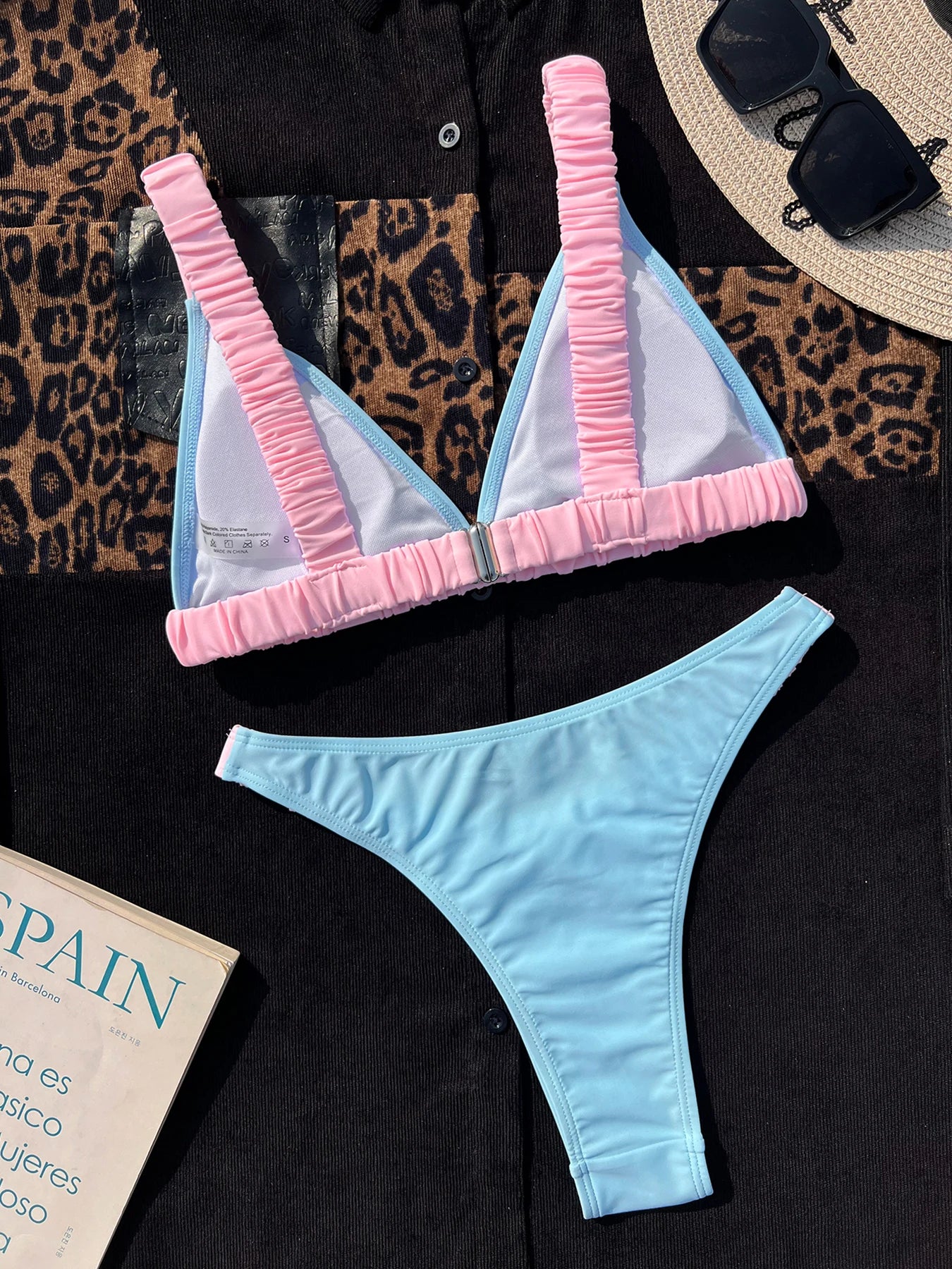 Black Low Waist Bikini Set with Push-Up Design for Women