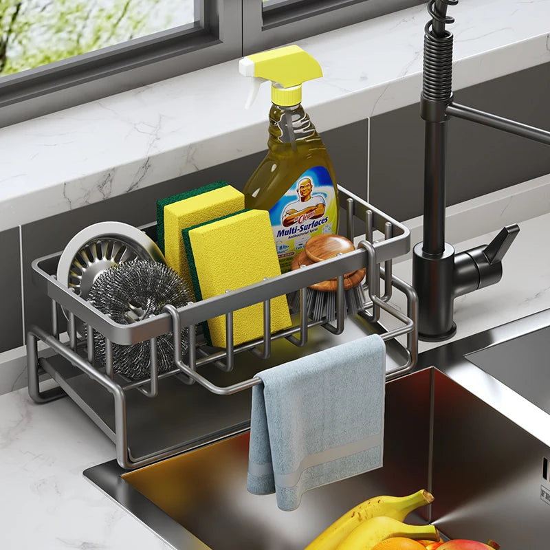 ABS Kitchen Spice Storage Shelf with Drainage Rack Organizer