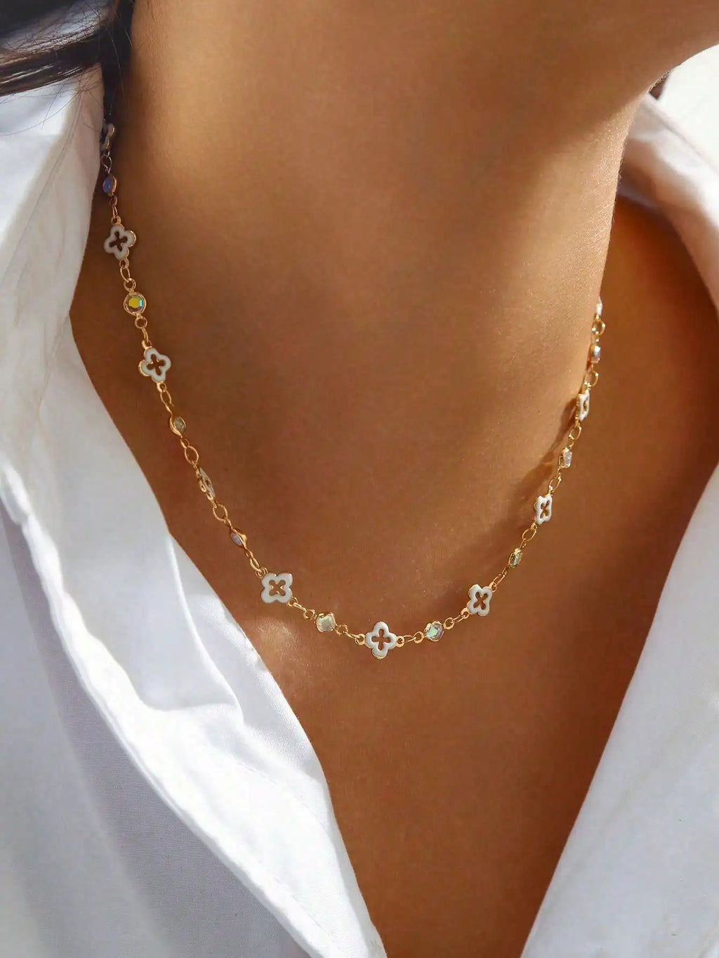 Stainless Steel Flower Necklace for Women - Everyday and Party Wear